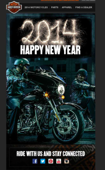 Harley Davidson holiday email example