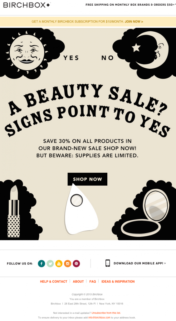 Birchbox email example
