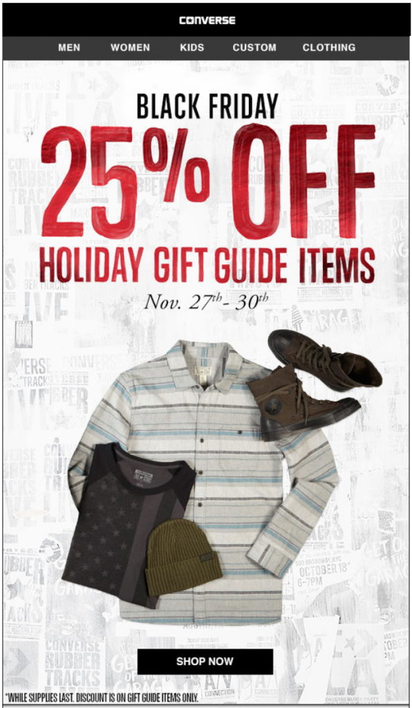 Converse holiday email campaign