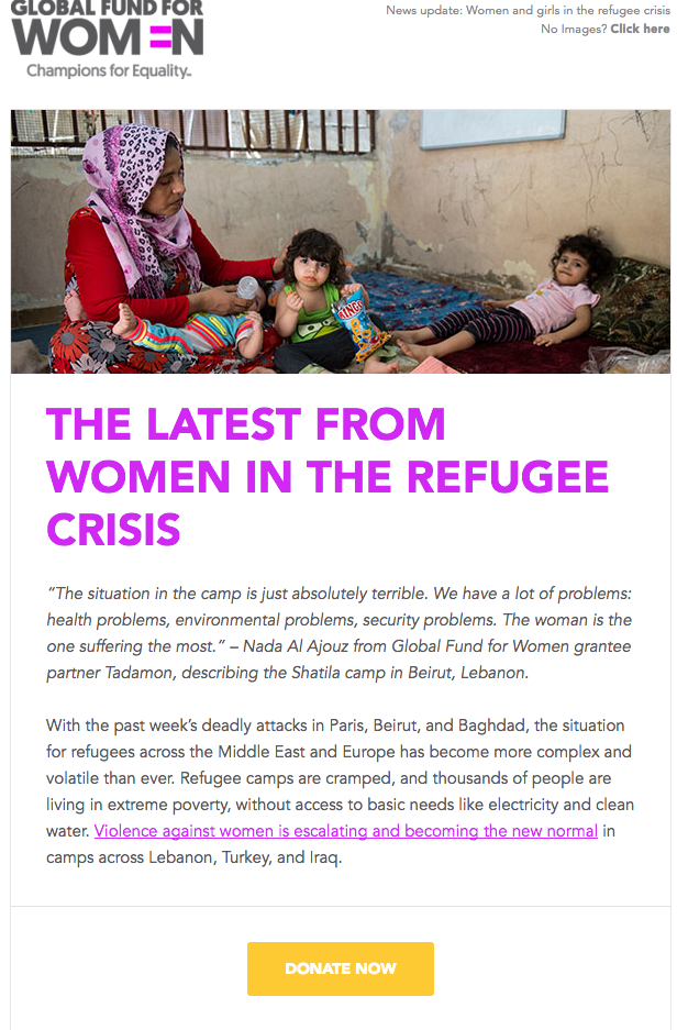 Global Fund for Women nonprofit email example - nonprofit marketing emails