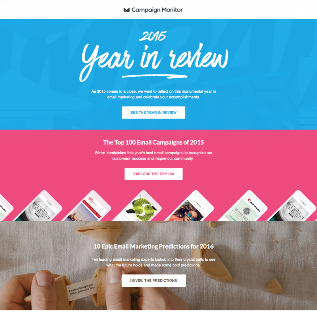Campaign Monitor year in review email example
